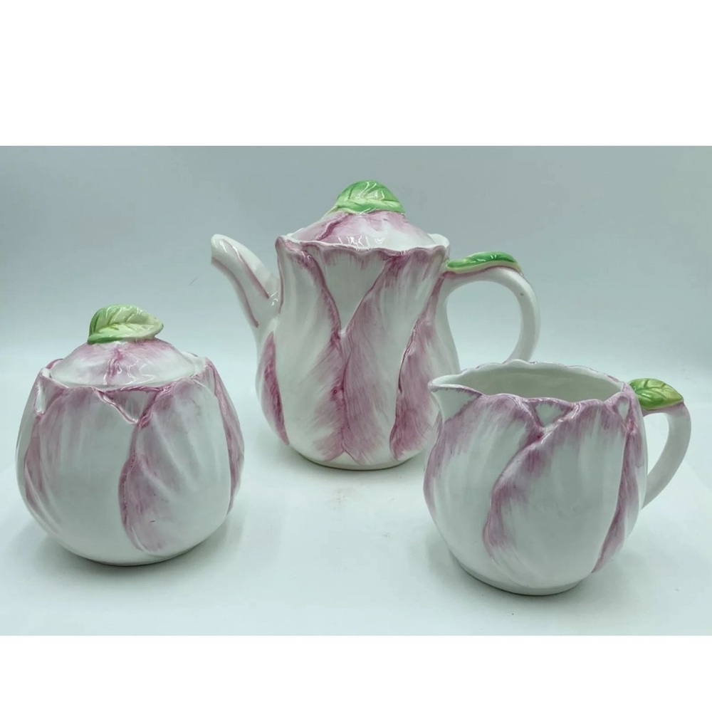 Easter Pink Spring Blossom Teapot Cream and Sugar Bombay Co. 1992